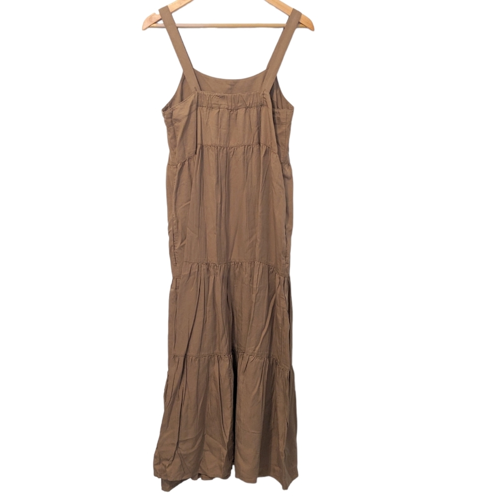 The Drop Britt Tiered Maxi Boho Flowy Dress Mushroom Brown Medium NWT - Picture 7 of 10